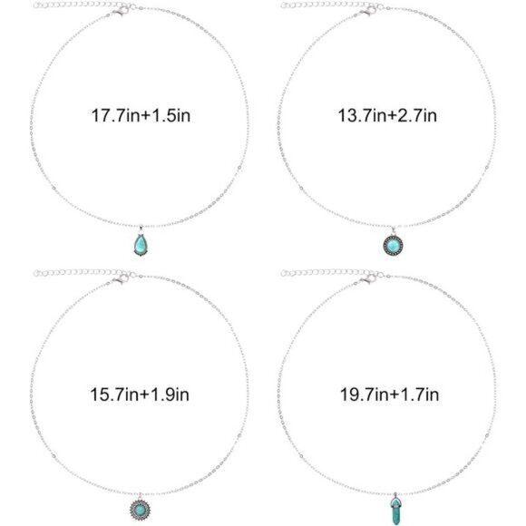 Turquoise Necklaces 12Pcs Turquoise Jewelry Set Include 4Pcs Turquoise Layered - Picture 6 of 6